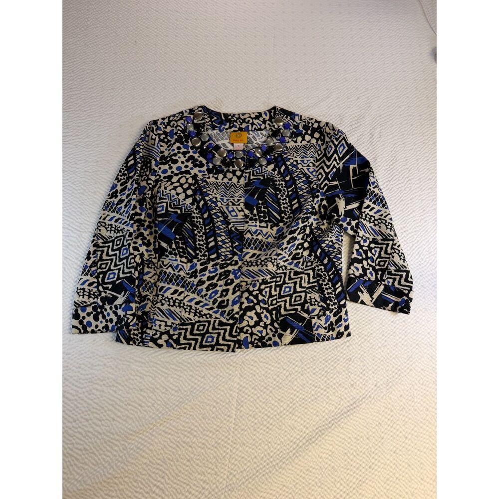 Ruby Rd Women’s Abstract Blouse with "Stone" Embellishments